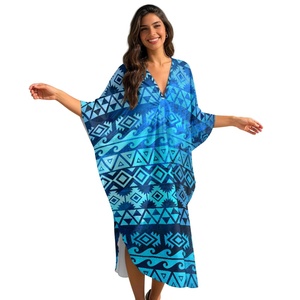 Kaftan <span class=keywords><strong>de</strong></span> plage ODM pour femme, cache-maillot <span class=keywords><strong>de</strong></span> <span class=keywords><strong>bain</strong></span> imprimé à motif géométrique, chemisier <span class=keywords><strong>de</strong></span> plage - Product Image 2