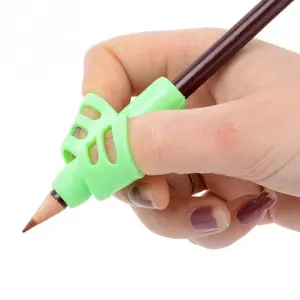 모조리 연필 홀더 초보자-두 손가락 실리콘 펜 그립 다채로운 학생 편지지 쓰기 자세 교정 연필 도매