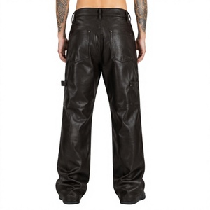 Pantalon large en cuir véritable pour homme – Respirant, confortable, coupe décontractée – Prix de gros - Product Image 4