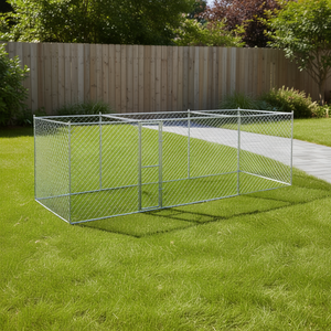 Jaula para perros de acero galvanizado 236.22 x 78.74 x 78.74 pulgadas, rectangular, para exteriores, con puertas y corrales para mascotas - Product Image 2