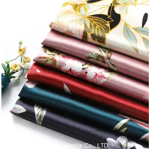 Polyester Satin Imitation Silk Fabric Elastic Satin High-grade Fashion Dress Cheongsam Comfortable And Soft Floral Print Fabrics