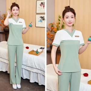 Elegante Completo <span class=keywords><strong>da</strong></span> <span class=keywords><strong>Lavoro</strong></span> Femminile di Alta Gamma per Centri Estetici e Massaggi, Traspirante in Poliestere+Spandex, Colori e Logo Personalizzabili - Product Image 2