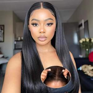 Peluca de Cabello Humano Lista para Usar, Pre-Desenredada, con Encaje HD, Estilo <span class=keywords><strong>Yaki</strong></span> Liso, Nudos Decolorados, Cabello Humano Vietnamita, Peluca Frontal de Encaje HD Sin Pegamento - Product Image 1
