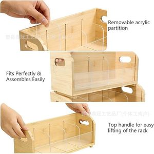 Caja de Almacenamiento de Bolsitas de Té de Madera, Organizador de Cápsulas de Café de Tres Niveles, Cajón de Madera Natural de Gran Capacidad - Product Image 2