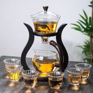 Juego de té de vidrio resistente al calor, tazón de tapa giratoria con dibujo de agua magnética, tetera semiautomática, tetera de goteo de Kung Fu Perezoso - Product Image 5