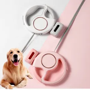 Laisse pour chien rétractable à Led avec logo personnalisé accessoires flexibles ceinture de marche lumineuse en nylon laisse automatique pour chien de compagnie