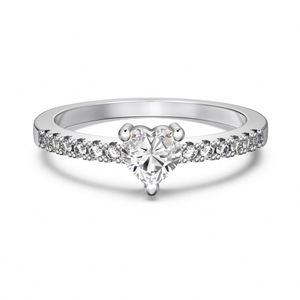 Fábrica de Joyería Fina Dylam, Anillo de Eternidad Personalizado en Plata de Ley con Circonita 5A, Anillo con Piedra de Moissanita en Forma de Corazón de 0.5ct, D VVS1 - Product Image 1
