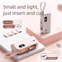 Batería Externa de Emergencia Multifuncional Mini de Carga Rápida con Cable de Datos Integrado para iOS Tipo-C, Banco de Energía de 5000 mAh