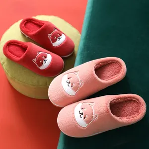 New design female cute cartoon dog shape winter warm home indoor shoes soft plush couple anti-slip slippers wholesale dog shoes