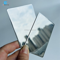 Carte de visite en métal NFC argentée personnalisée, carte intelligente RFID NTAG213 avec logo personnalisé