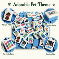 Coffret Cadeau de Noël de Luxe Tout-en-un pour Mahjong, 160 Tuiles Acryliques, Tapis, 4 Supports, Sac de Rangement Pliable et Étanche, Étui de Transport pour Dés