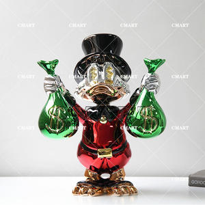 Estatua de Scrooge McDuck a Bajo Precio, en Todos los Colores, con Bolsa de Dinero, Escultura Pop Art de Dagobert Duck, Artesanía de Resina en Cromo Dorado y Negro - Product Image 3