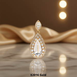 Orecchini Pendenti Elaicia Placcati Oro con Cristalli e Strass, Taglio a Goccia d'Acqua, Gioielli da Festa per Donna - Product Image 2