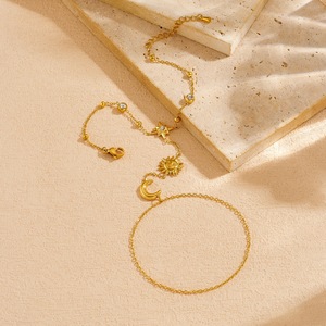 Gold Plated Sun Moon Star Body Chain Stainless Steel Minimalist Jewelry Daily Wear Bracelet Link Finger Hand Chain - Product Image 3
