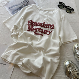 เสื้อยืดคอตตอนโอเวอร์ไซส์พิมพ์ลายเมอร์คิวรี่ฟอยล์มาตรฐานสำหรับผู้ชาย แขนสั้น คอกลม ระบายอากาศได้ดี ทรงพอดีตัว - Product Image 2