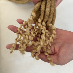 #613 couleur 28 pouces 1.2cm blonde bouclés extrémités vraies <span class=keywords><strong>mèches</strong></span> de cheveux humains pour les femmes africaines noires tressage style Dreadlocks en stock - Product Image 3