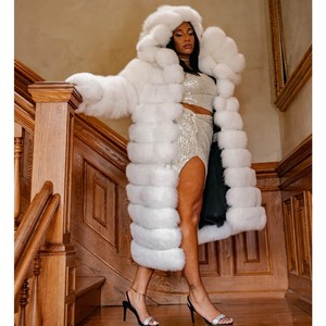 RXFurs Custom New Fashion Clothing giacca Hot Pink pelliccia <span class=keywords><strong>a</strong></span> <span class=keywords><strong>righe</strong></span> di lusso da <span class=keywords><strong>donna</strong></span> in vera pelliccia <span class=keywords><strong>a</strong></span> figura intera - Product Image 3