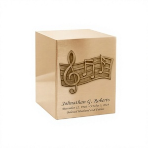 Música Emblema Bronce Latón Cubo Urnas para cenizas humanas Bolsa de terciopelo gratis - Product Image 1