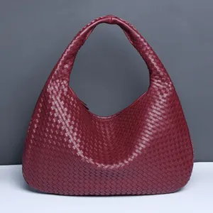 Dropshipping Woven Bag Vegan Leather Hobo Handbags For Women Top-handle Shoulder Tote Braided Bag Underarm Purse