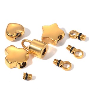 Mini Colgante de Acero Inoxidable Chapado en Oro de 18K con Cruz, Estrella y Corazón, Urna para Cenizas, Collar Conmemorativo - Product Image 4