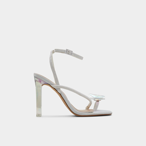 Sandali da donna <span class=keywords><strong>con</strong></span> glitter, tacco a blocco in acrilico e decorazioni iridescenti, punta aperta e cinturino alla caviglia, scarpe da festa - Product Image 2