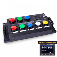 PKnight CM003B Contrôleur enregistreur de scènes DMX 8 boutons, 16 actions de scène, Emplacement pour batterie 18650, Lecture DMX512 Art-Net SACN, Boîtier moulé sous pression