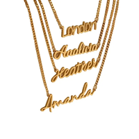 Collier avec pendentif en acier inoxydable plaqué or 14 carats personnalisé pour femme IVANDA, avec plaque de nom, lettre, gravable, chaîne, accessoire de bijoux