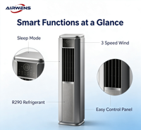 Aire Acondicionado Portátil Airwens 14000 BTU, Frío/Calor, Bajo Ruido, Ahorro de Energía, con Ruedas Integradas para Casas de Alquiler