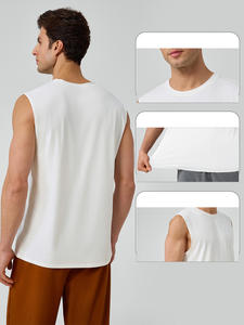 Chaleco deportivo holgado para hombre, hecho de modal, fresco y transpirable, de hombros anchos, sin mangas, para fitness, top para correr al aire libre - Product Image 3