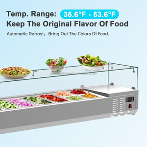 Mesa de control de ensaladas de alta calidad para mostrador, gabinete refrigerado por aire para conservación de ingredientes en restaurantes - Product Image 5
