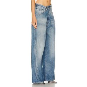 Jeans à jambes larges pour femmes, style streetwear hip-hop, 100% coton, délavé à l'acide, effet délavé, cargo, baggy, denim - Product Image 2