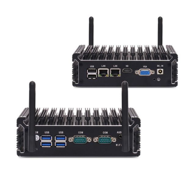 Linkleaps Compact Intel Core I3 I5 I7 Fanless Industrial Mini PC Indulstrial Computer Embedded Box PC with 2 GbE 2 RS232 RS485