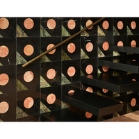 Mosaïque moderne en marbre mélangé SH STONE Nero Marquina Red Travertine Rain Forest Green, poli, jet d'eau, pour salle de bain et cuisine