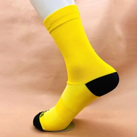 Chaussettes de compression sportives unisexe en nylon à motif uni, avec revers tricoté, mi-mollet, 8 couleurs, pour la course, le cyclisme et le basketball