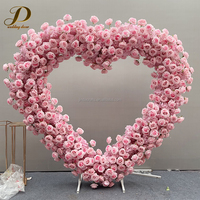 JINDA Maßgefertigter Roter Herzförmiger Blumenbogen Hintergrund für Hochzeit Heiratsantrag Party Dekoration