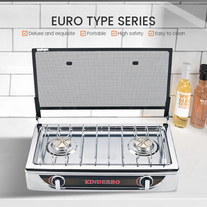 Cocina de <span class=keywords><strong>Gas</strong></span> de acero inoxidable de alta calidad, estufa de Camping de <span class=keywords><strong>2</strong></span> quemadores, encimeras de <span class=keywords><strong>Gas</strong></span> con cubierta - Product Image 3