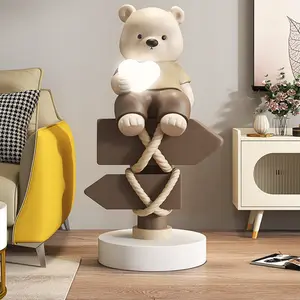 도매 거실 대규모 착륙 장식 홈 액세서리 동물 조각 사용자 정의 만화 곰 동상
