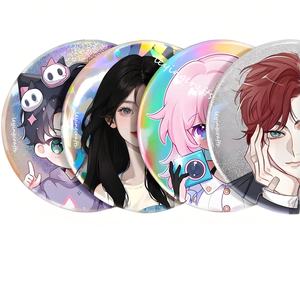 Aangepaste Anime Geschenken Rond <span class=keywords><strong>Holo</strong></span> Blikken Badge Aangepaste Anime Tinplate Knoppennen Glitter Badge Laser Fijne Flash Hologram Badge <span class=keywords><strong>Pin</strong></span> - Product Image 3