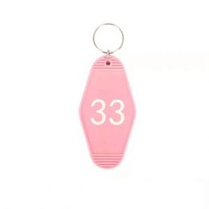 <b>Custom</b> Printed Pink Promotional <b>Keychains</b> & Carabiners Budget-Friendly Option with Blank Logo & Motif for Motel Promotion - Product Image 1