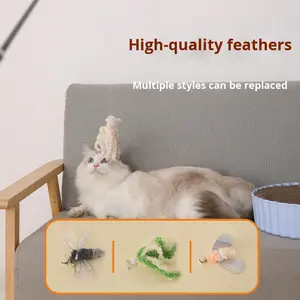 Canne à chat télescopique extra longue de 1,8 mètre en fibre de verre à quatre sections, <span class=keywords><strong>jouet</strong></span> pour chat avec têtes interchangeables, <span class=keywords><strong>jouet</strong></span> auto-amusant - Product Image 2