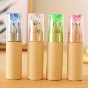 Crayons de couleur mini 3,5 pouces, lot de 6, écologiques, faciles à saisir, avec boîte en papier personnalisée, promotionnels, en bois, pour enfants - Product Image 4