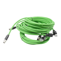 M12 8 针 X 型公插头转 RJ45 插座工业防水 IP67 0.5A 48V CAT6/AWG23 PVC 电缆连接器