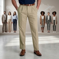 Pantalon habillé pour homme Cool 18 Pro à plis sur le devant, taille extensible discrète – Tailles régulières et grandes tailles, couleur beige, 38W X 32L, 100% Polyester