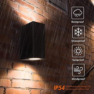 Aplique de aluminio rectangular negro mate GU10 LED luz exterior moderna para patio arriba y abajo - Product Image 5
