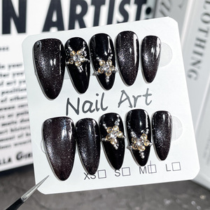Nuevo Producto Lanzado, <span class=keywords><strong>Uñas</strong></span> Decoradas con Serpiente <span class=keywords><strong>Rosa</strong></span> <span class=keywords><strong>y</strong></span> Estrellas Celestiales Grabadas en Plata, Hechas a Mano - Product Image 4