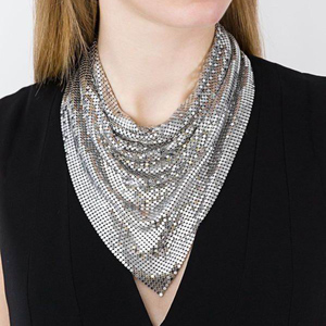 Gargantilla de Metal brillante con forma de rebanada, Collar de joyería india, bufanda, Collar bohemio, joyería para el cuerpo - Product Image 1