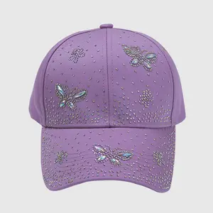 Cappello da donna in cristallo grande farfalla con borchie di strass con borchie da sole cappelli personalizzati con Logo Casquette cappellini da Baseball estivi