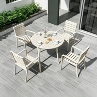 Ensemble de salle à manger extérieur en aluminium de qualité commerciale avec table extensible et chaises empilables pour hôtel, villa, terrasse de café