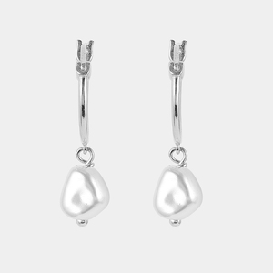 Boucles d'oreilles ROXI minimalistes en perles baroques naturelles, or 18 carats, argent 925, boucles d'oreilles créoles en perles - Product Image 3