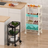 Chariot de rangement de cuisine moderne multi-niveaux à roulettes, panier en plastique maillé pour fruits et légumes, étagère de rangement mobile pour cuisine